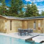 Eck-Blockhaus mit zwei Schlafzimmern “Devon 2” 8x8m